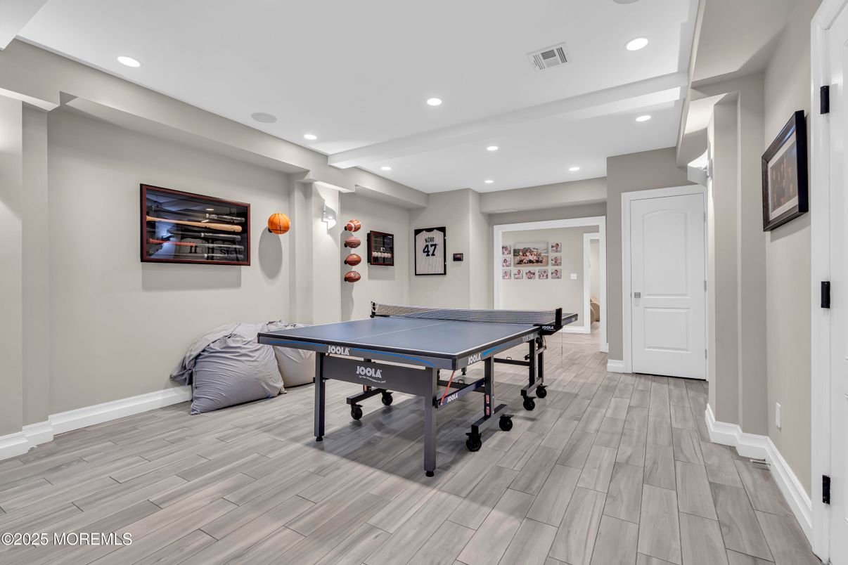 Game Room, Interior, Recessed Lighting, Wood Texture Flooring