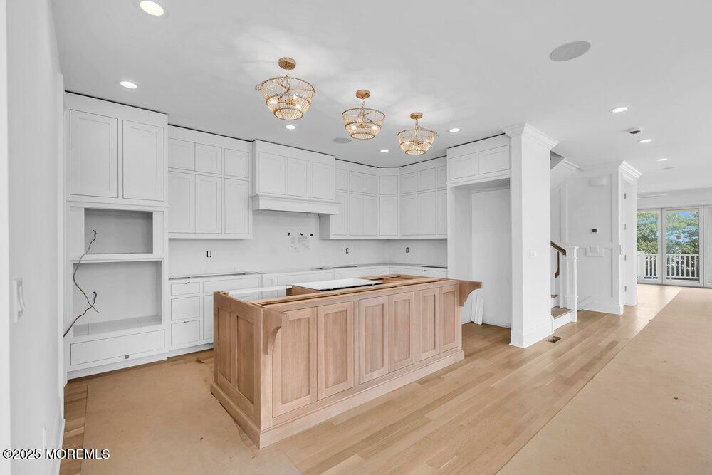 Chandelier, Interior, Kitchen, Recessed Lighting, Wood Texture Flooring