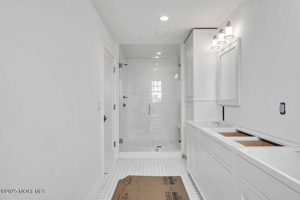 Bathroom, Dual Sink Vanities, Glass Shower, Interior, Recessed Lighting