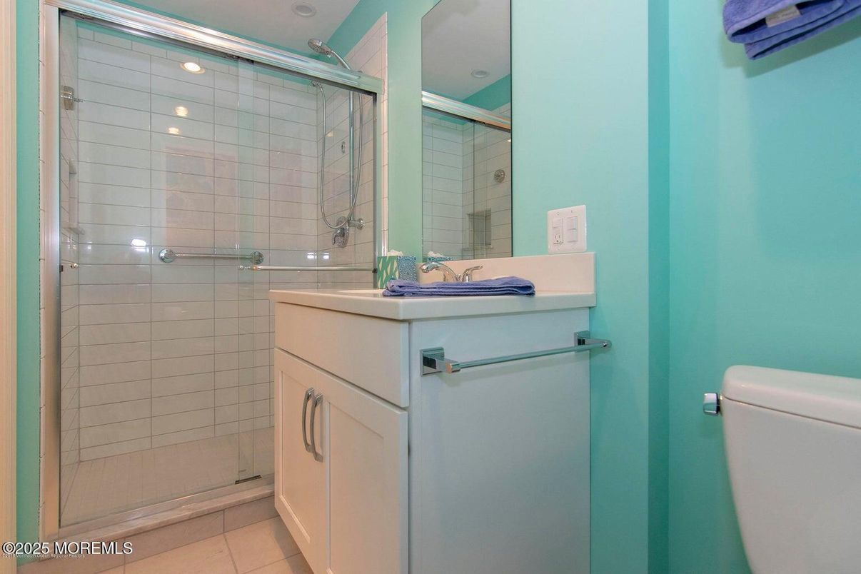 Bathroom, Glass Shower, Interior, Recessed Lighting