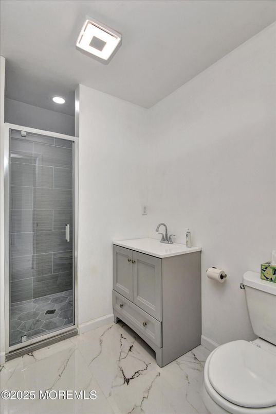 Bathroom, Glass Shower, Interior, Marble, Recessed Lighting