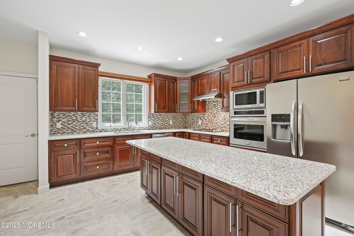 Interior, Kitchen, Marble, Recessed Lighting, Stainless Steel Appliances