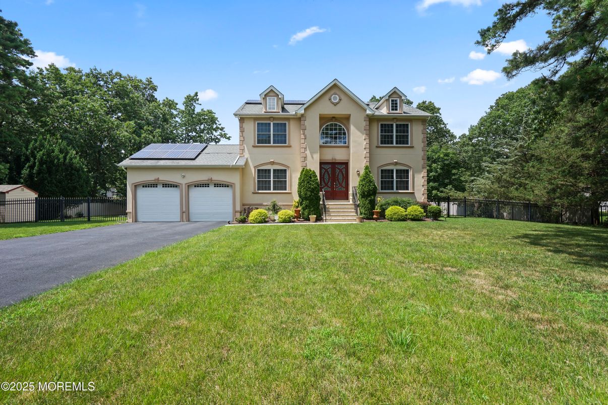 Attached, Backyard, Exterior, Facade, Solar Panels, French Provincial