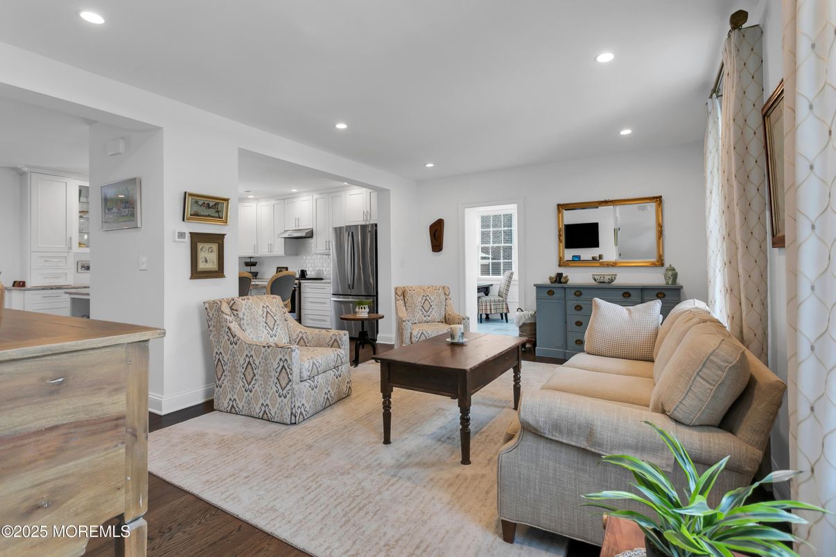 Interior, Kitchen, Living room, Recessed Lighting, Stainless Steel Appliances, Wood Texture Flooring