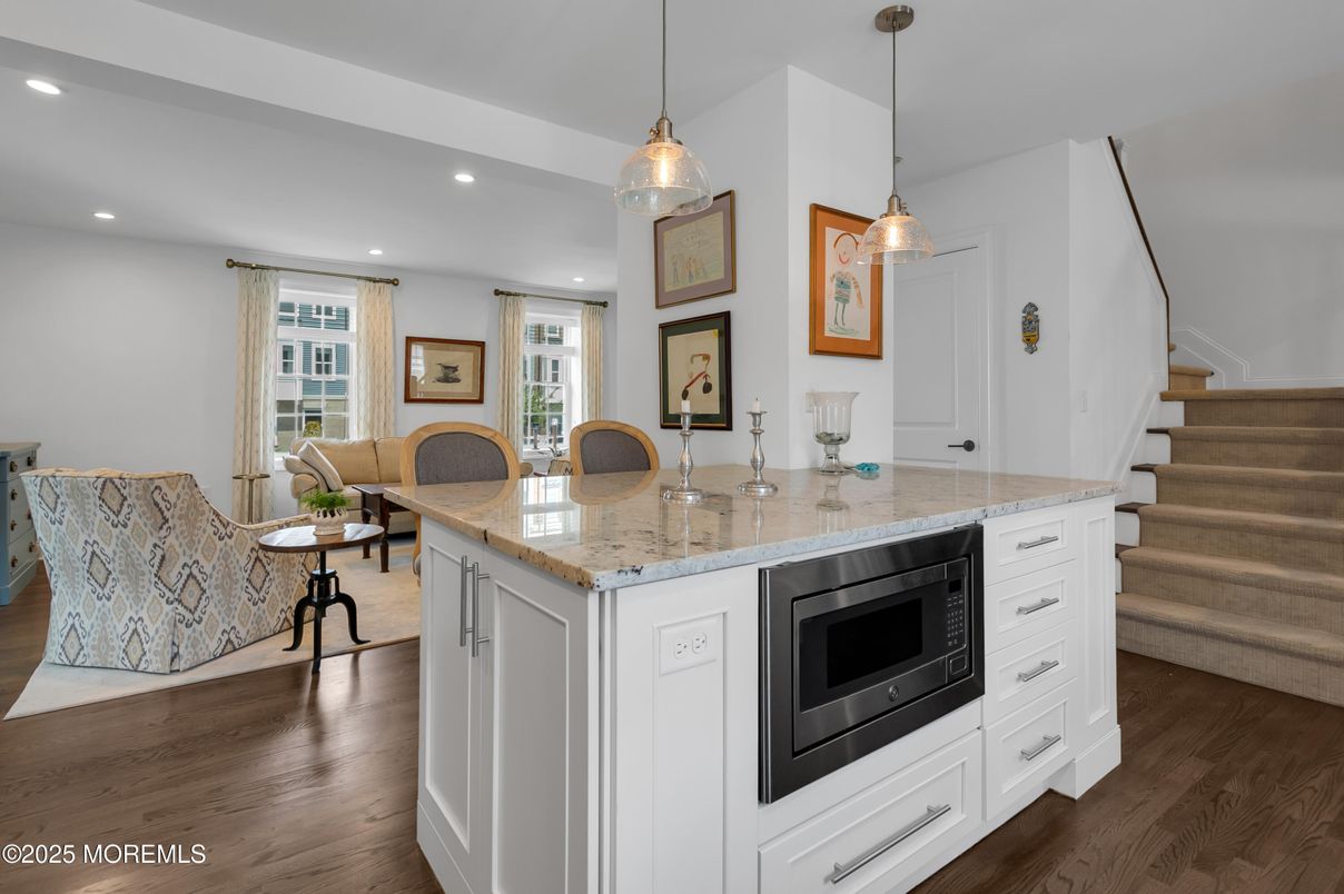 Interior, Kitchen, Pendant Lights, Recessed Lighting, Wood Texture Flooring
