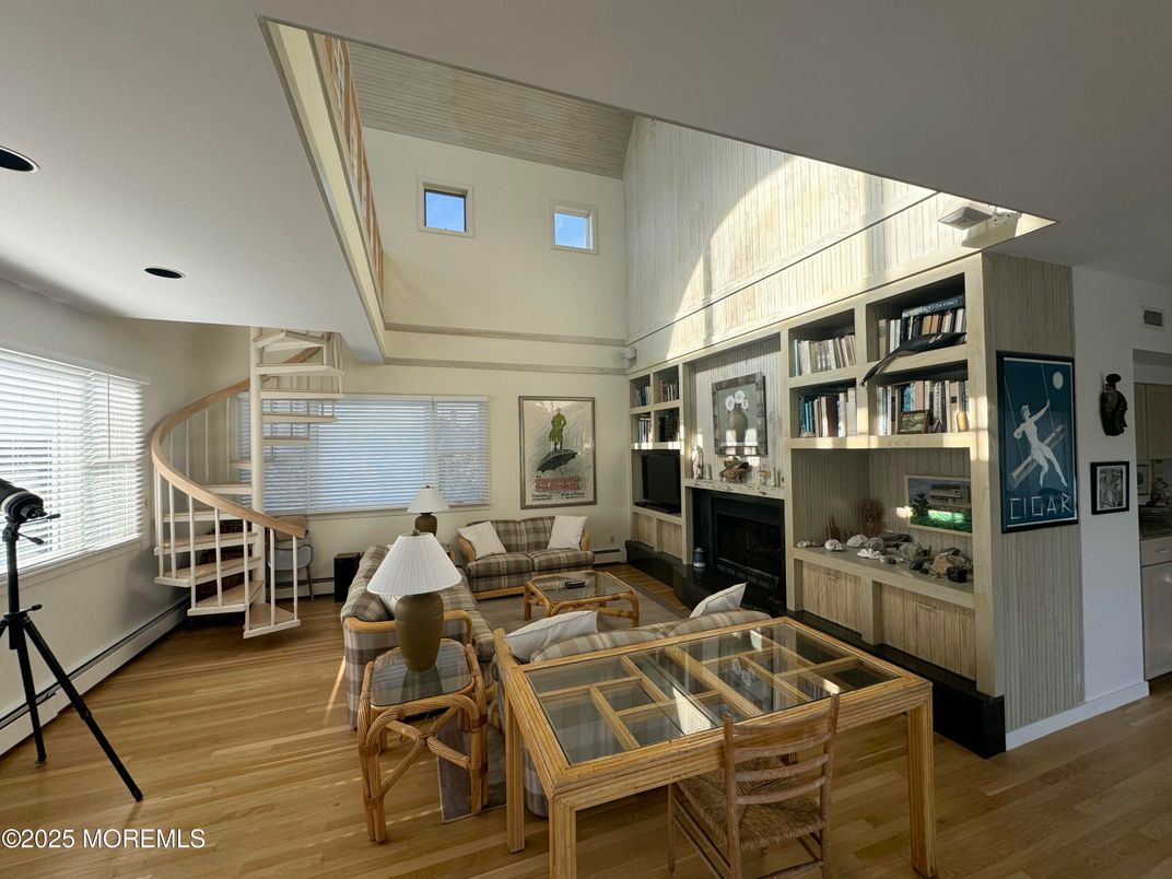 Dining room, Fireplace, Interior, Living room, Wood Texture Flooring