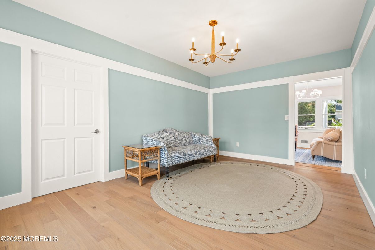 Bedroom, Chandelier, Interior, Wood Texture Flooring