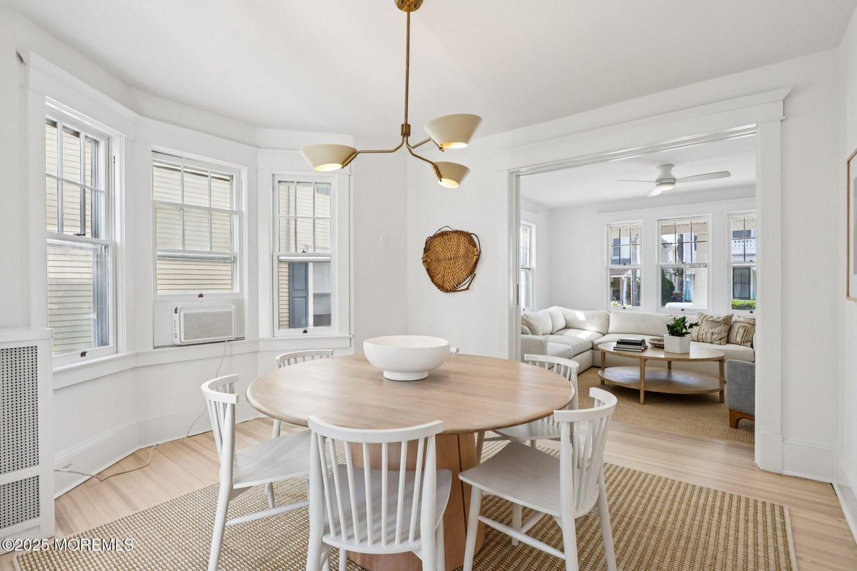 Dining room, Interior, Living room, Pendant Lights, Wood Texture Flooring