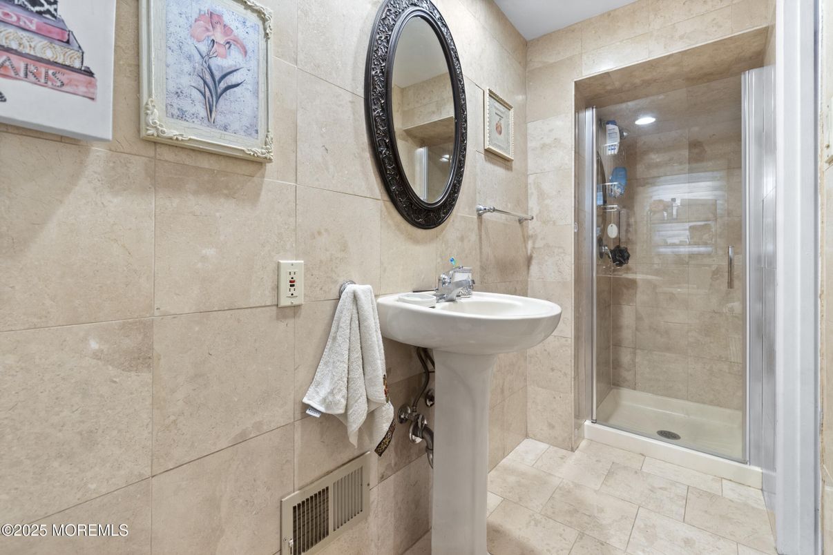 Bathroom, Glass Shower, Interior, Recessed Lighting