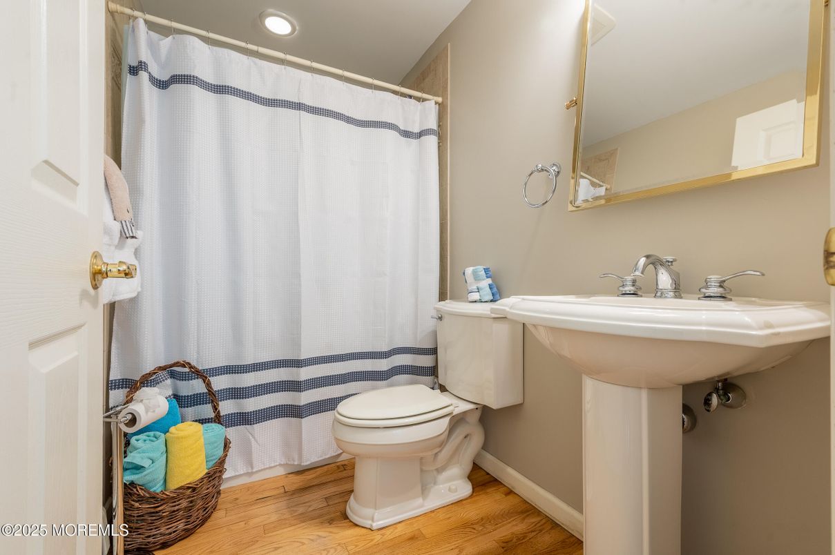 Bathroom, Interior, Recessed Lighting, Wood Texture Flooring