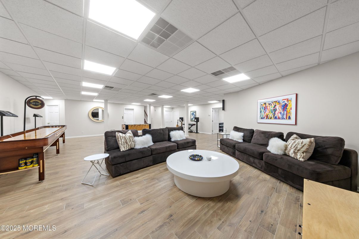 Game Room, Interior, Living room, Recessed Lighting, Wood Texture Flooring