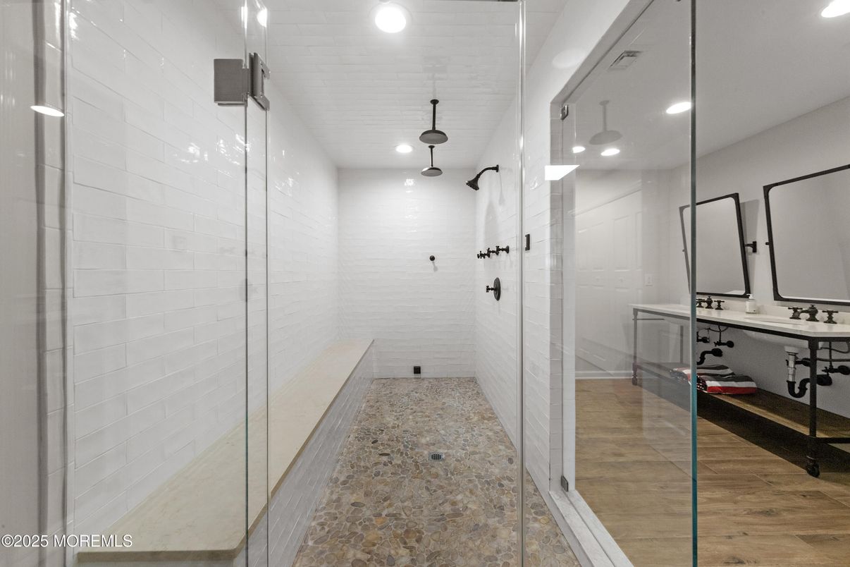 Bathroom, Interior, Recessed Lighting, Wood Texture Flooring