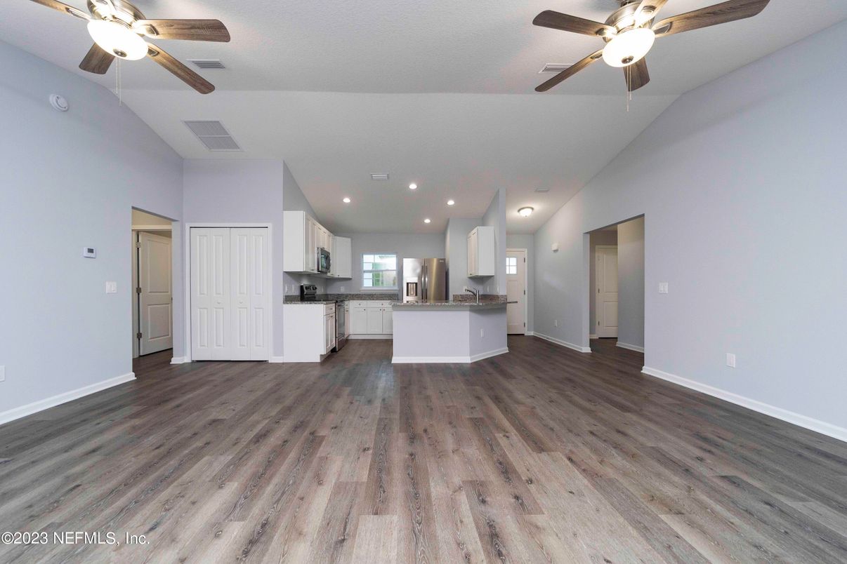 Interior, Kitchen, Recessed Lighting, Wood Texture Flooring