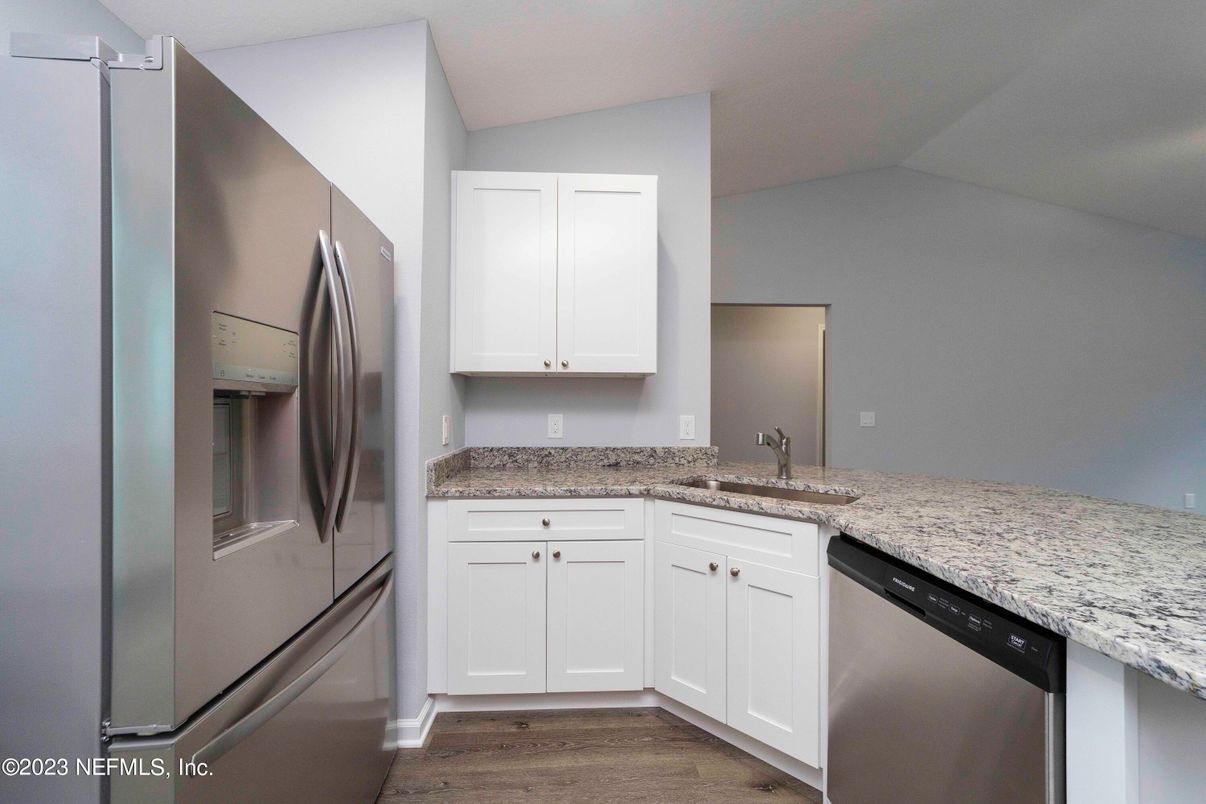 Interior, Kitchen, Stainless Steel Appliances, Wood Texture Flooring