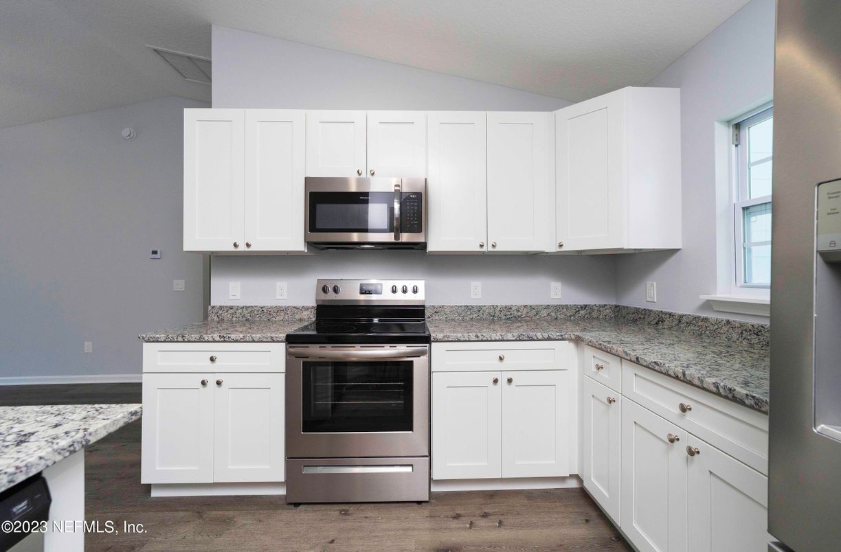 Interior, Kitchen, Stainless Steel Appliances, Wood Texture Flooring