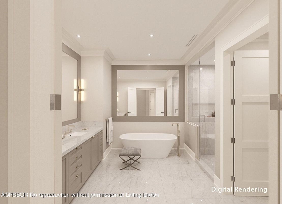 Bathroom, Dual Sink Vanities, Free Standing Baths, Glass Shower, Interior, Marble, Recessed Lighting