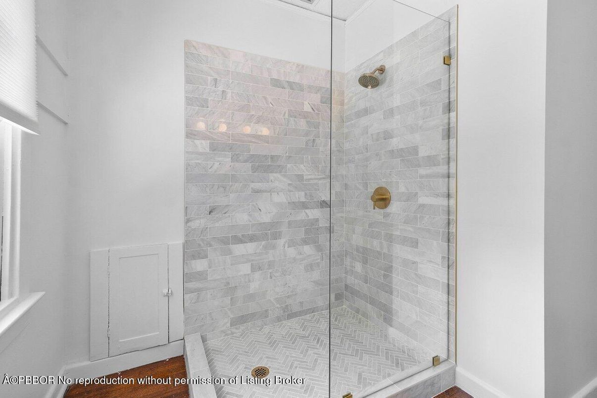 Bathroom, Glass Shower, Interior, Wood Texture Flooring
