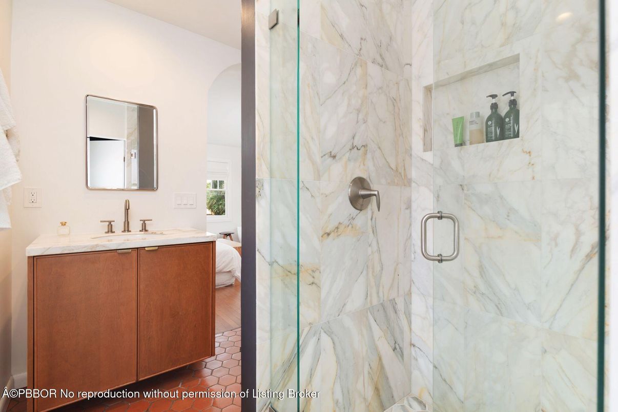 Bathroom, Glass Shower, Interior, Marble Walls