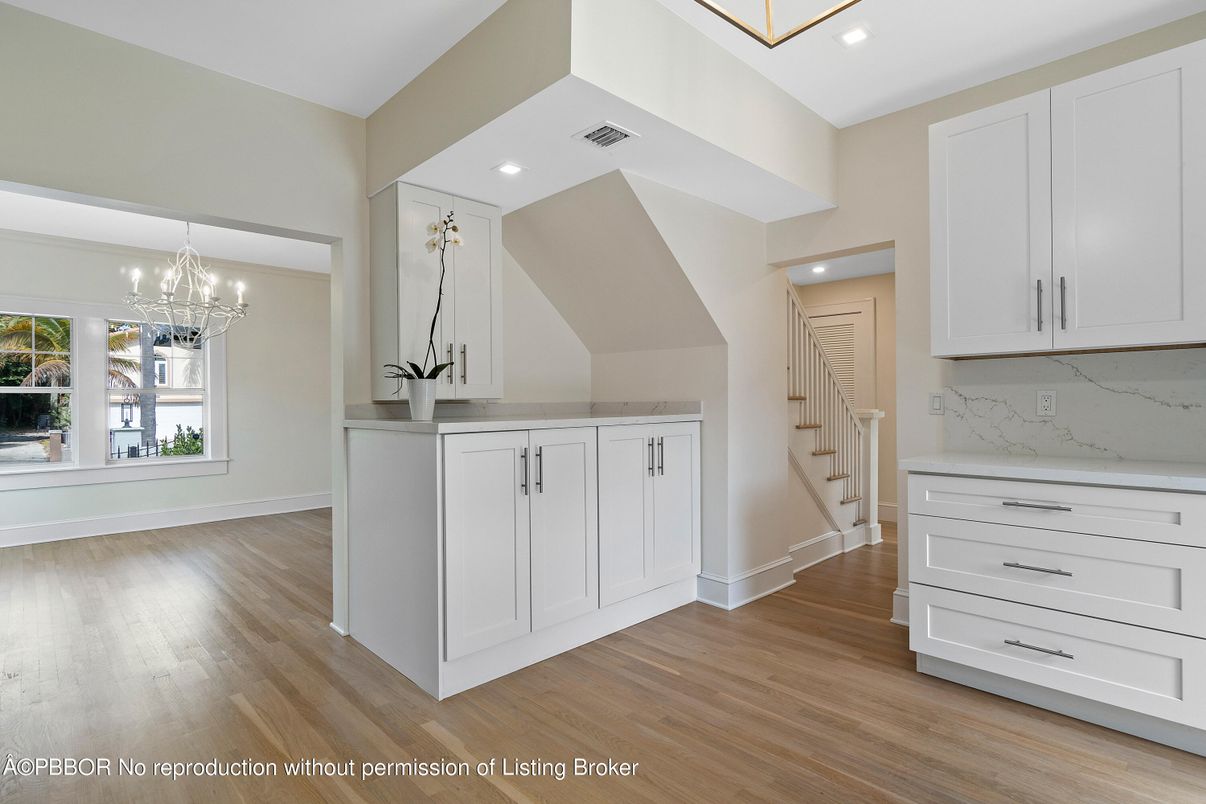 Interior, Marble Walls, Recessed Lighting, Wood Texture Flooring