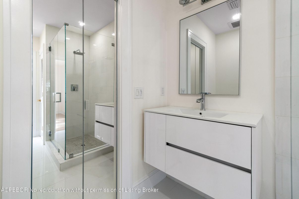 Bathroom, Glass Shower, Interior, Recessed Lighting