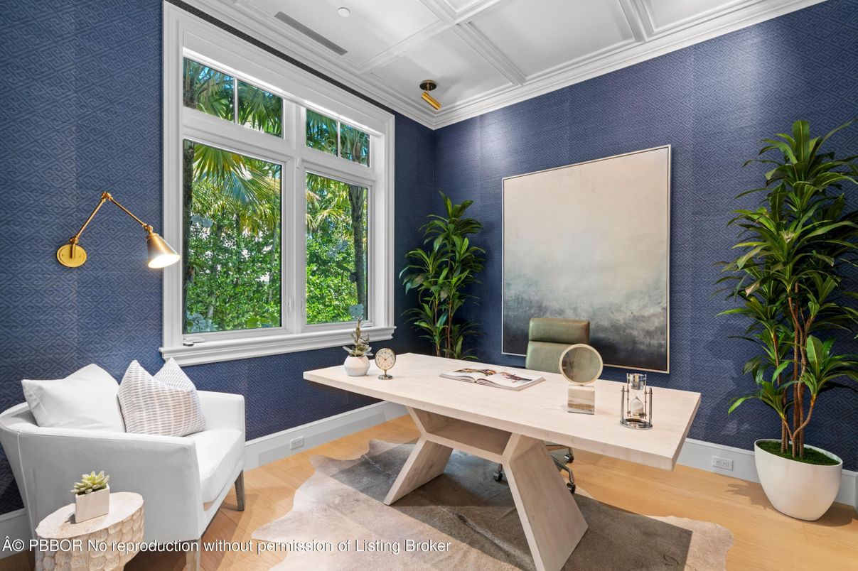 Home Office, Interior, Recessed Lighting, Wood Texture Flooring