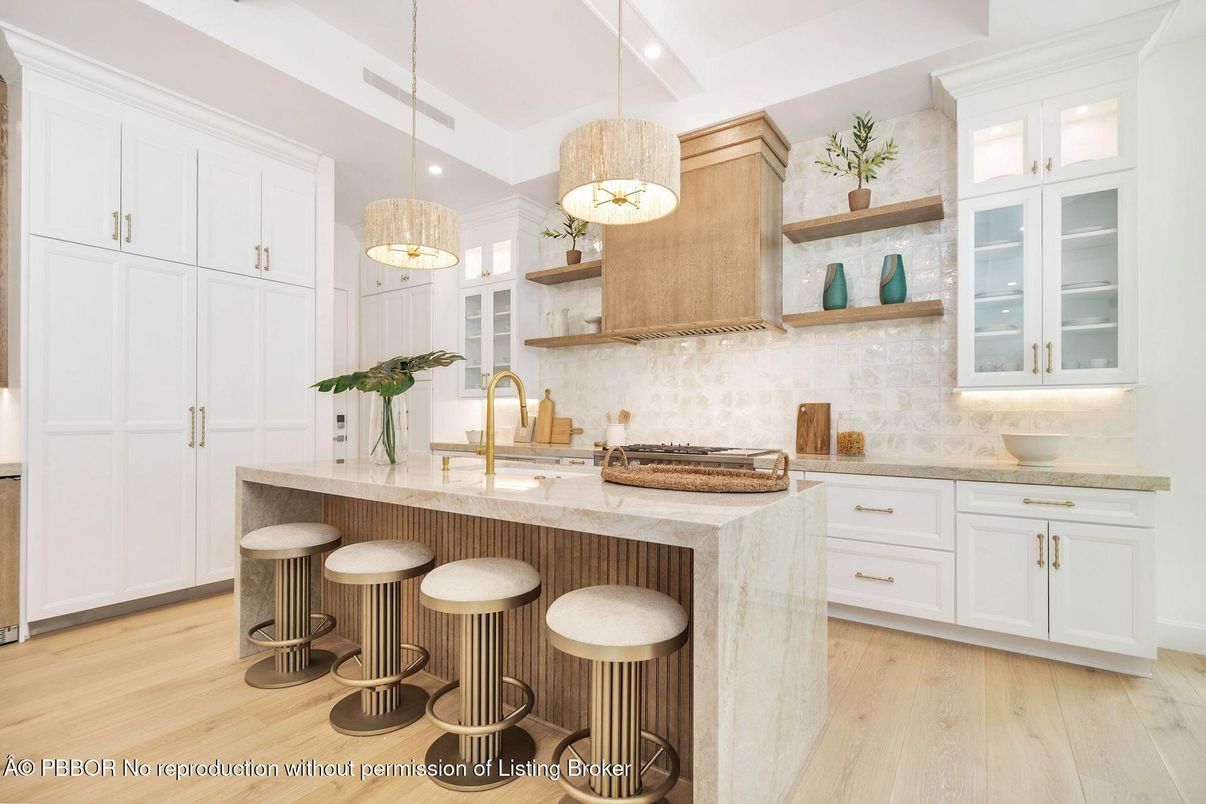 Interior, Kitchen, Pendant Lights, Recessed Lighting, Wood Texture Flooring