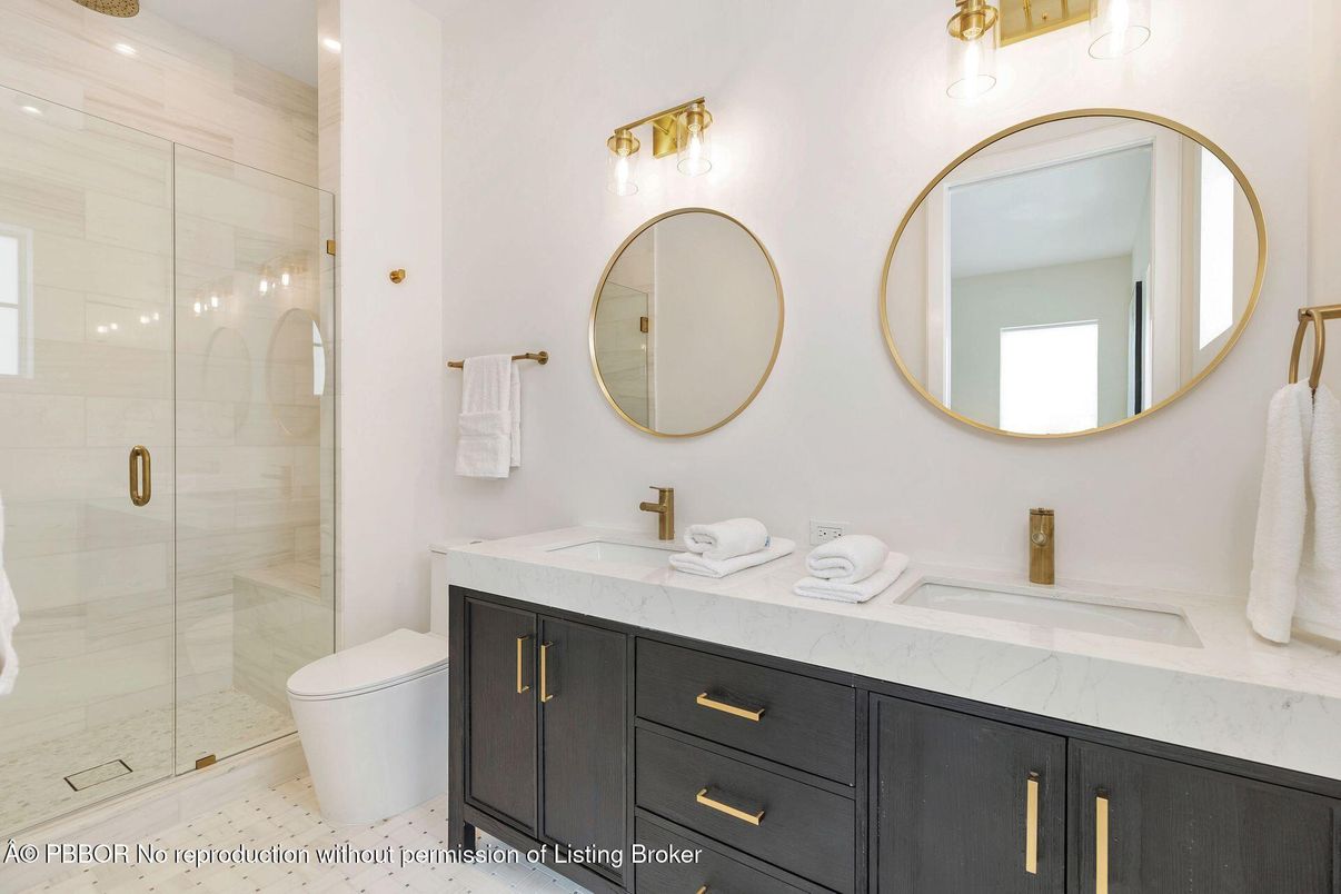 Bathroom, Dual Sink Vanities, Glass Shower, Interior, Recessed Lighting