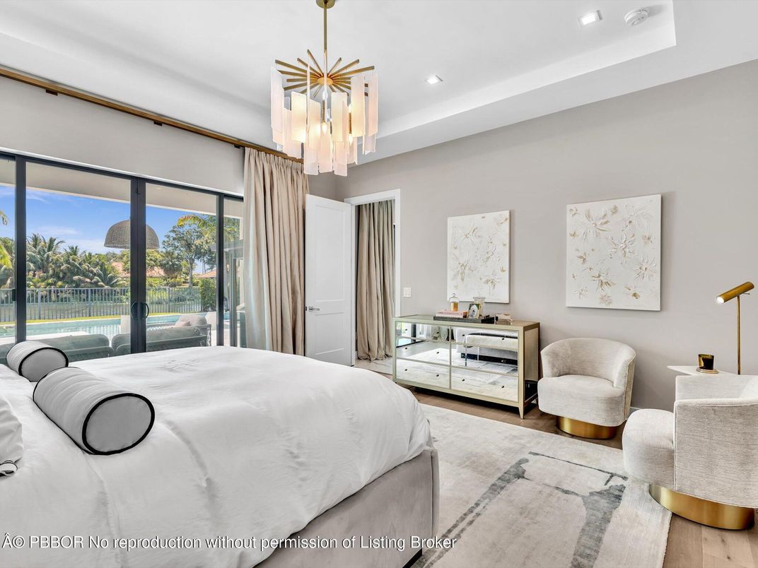 Bedroom, Interior, Pendant Lights, Recessed Lighting, Wood Texture Flooring