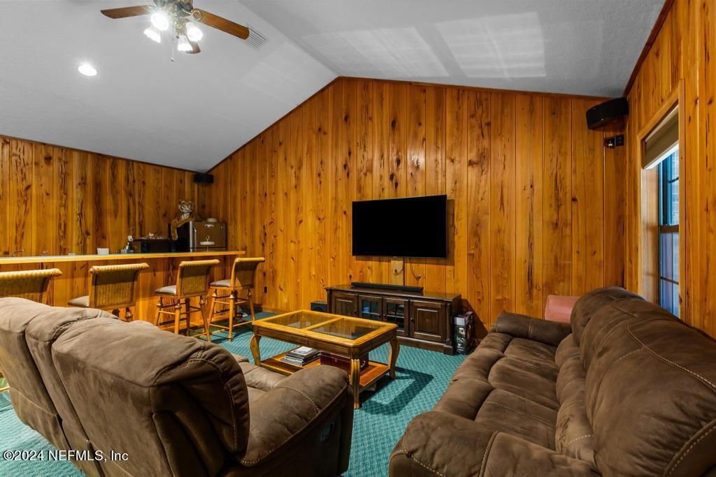 Interior, Living room, Recessed Lighting, Wooden Walls