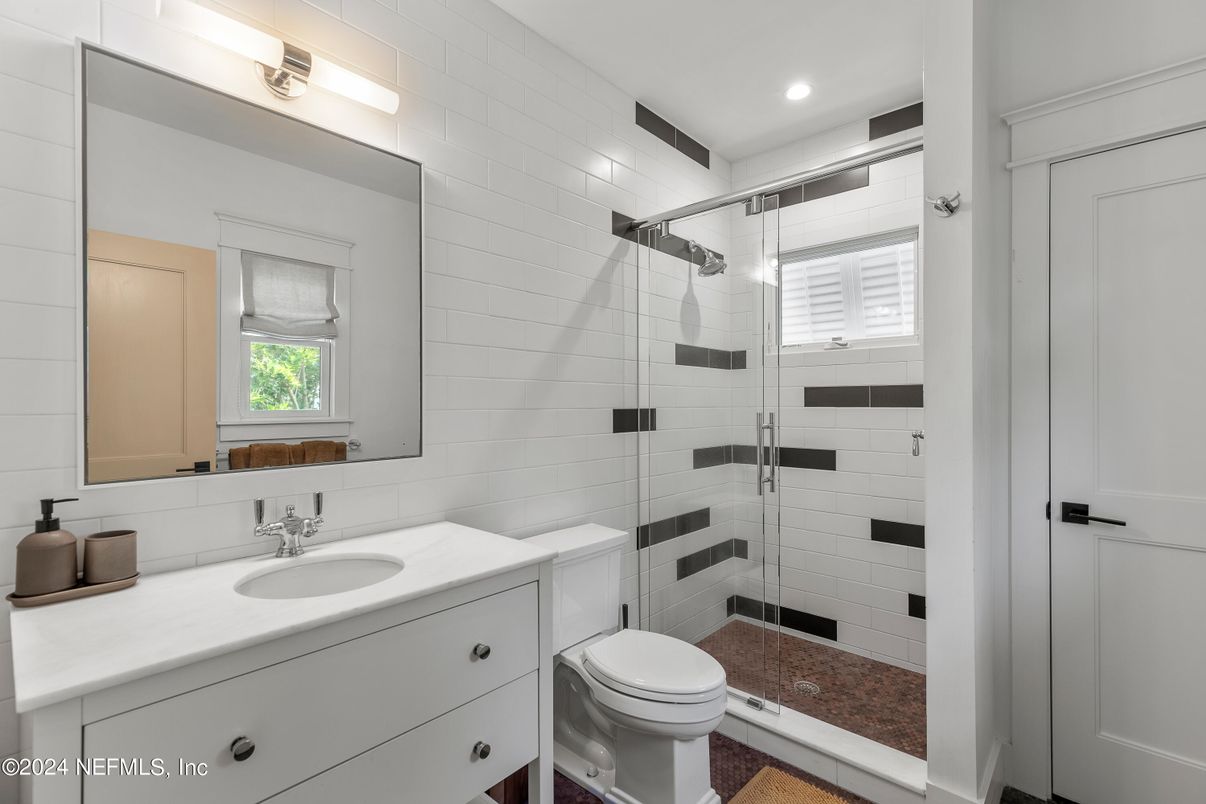 Bathroom, Glass Shower, Interior, Recessed Lighting