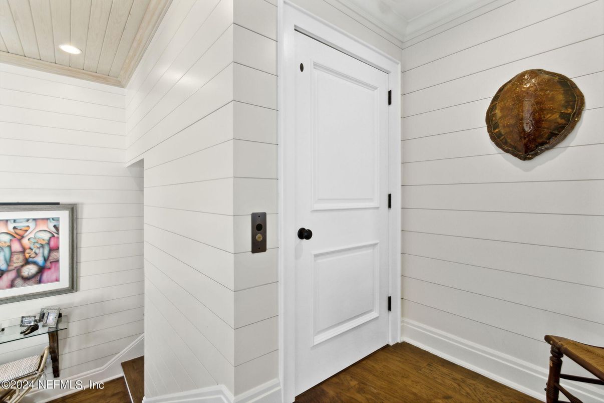 Elevator, Interior, Recessed Lighting, Wood Texture Flooring