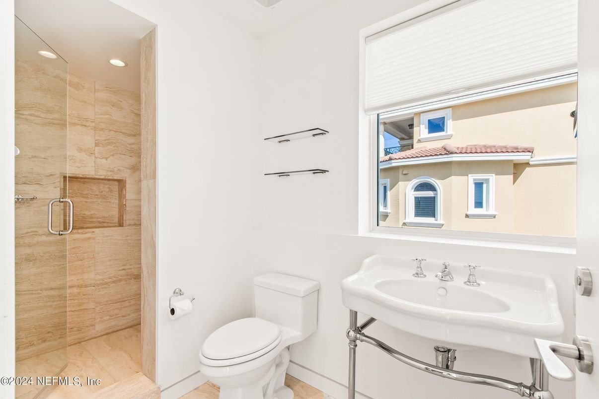 Bathroom, Glass Shower, Interior, Recessed Lighting