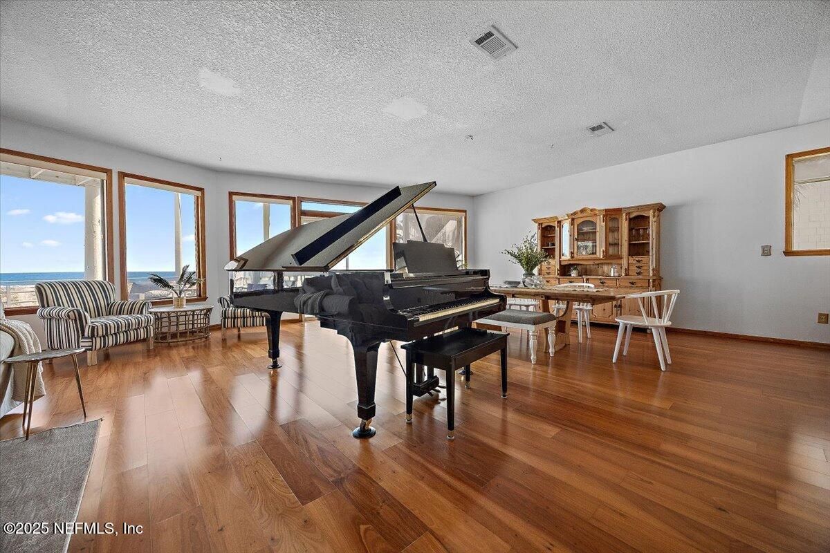 Dining room, Interior, Piano, Water, Wood Texture Flooring