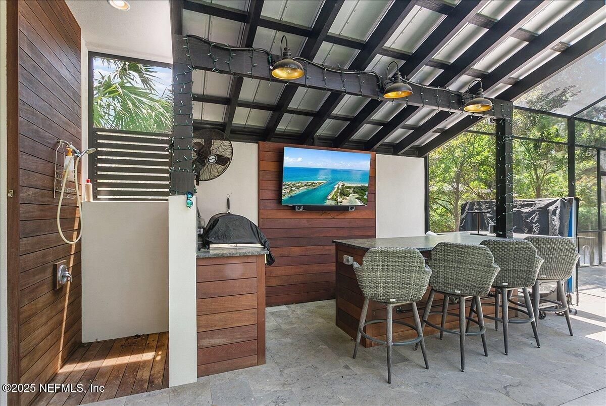 Interior, Recessed Lighting, Sun Room, Wooden Walls