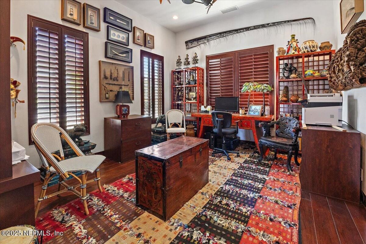 Home Office, Interior, Recessed Lighting, Wood Texture Flooring