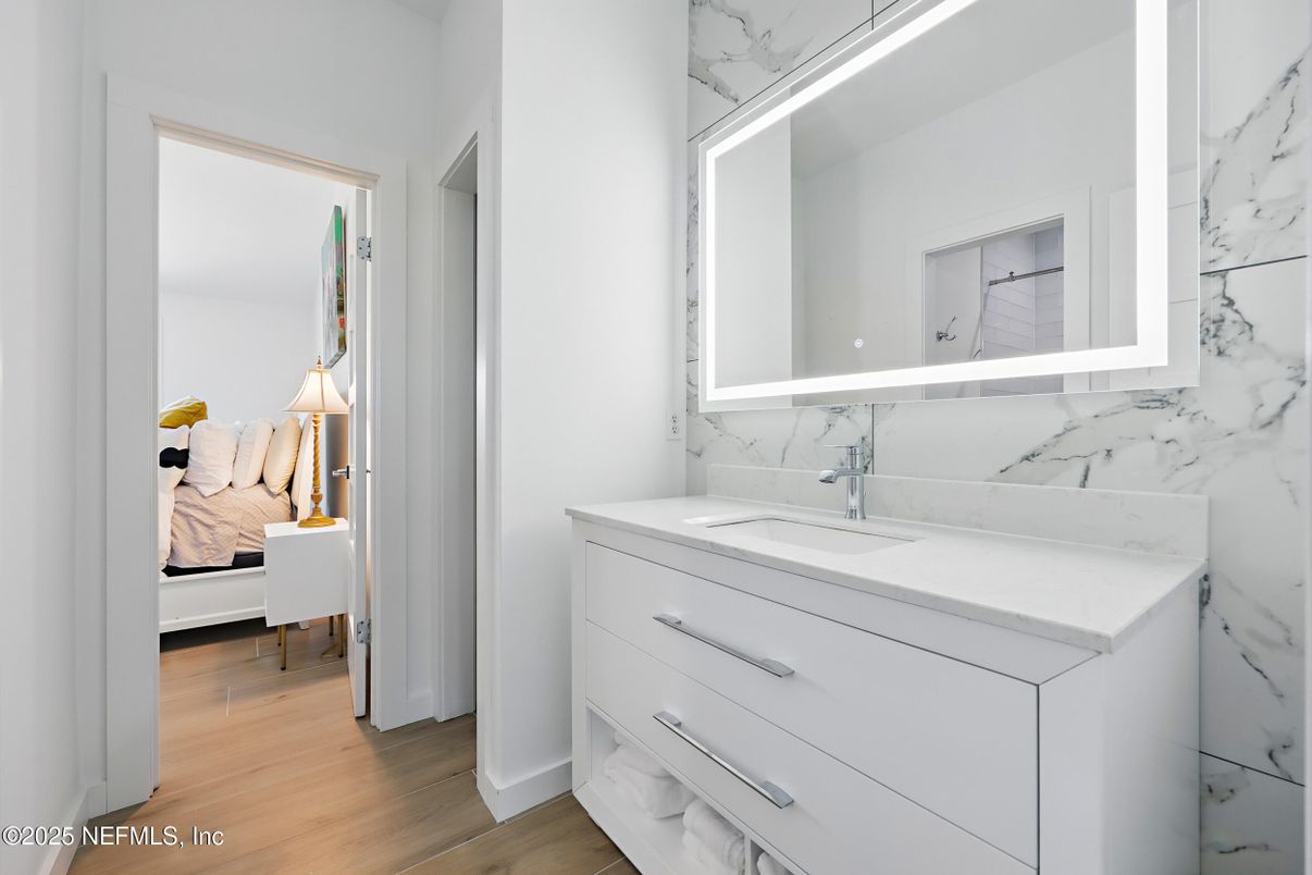 Bathroom, Bedroom, Interior, Marble Walls, Wood Texture Flooring