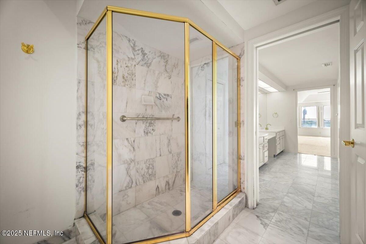 Bathroom, Glass Shower, Interior, Marble, Marble Walls