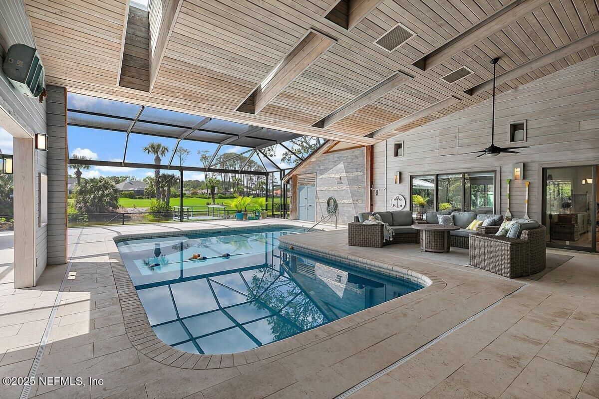 Glass Ceilings, Interior, Pool, Stone Walls, Sun Room, Wooden Ceilings