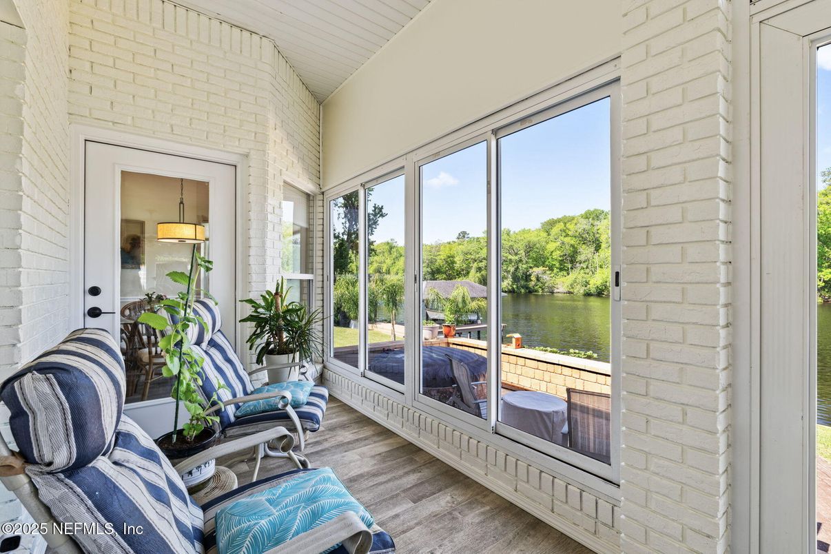 Interior, Stone Walls, Sun Room, Water, Wood Texture Flooring