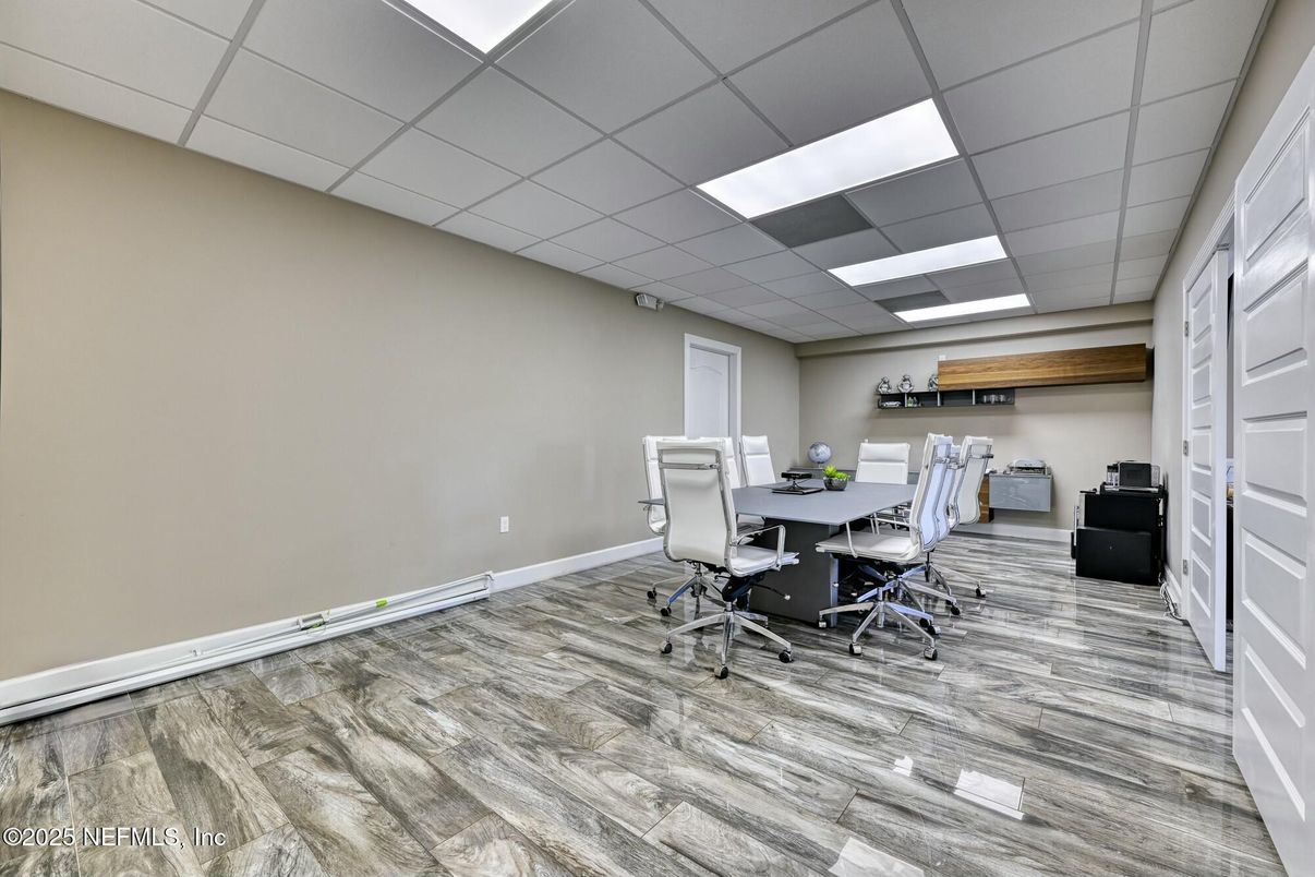Home Office, Interior, Recessed Lighting, Wood Texture Flooring