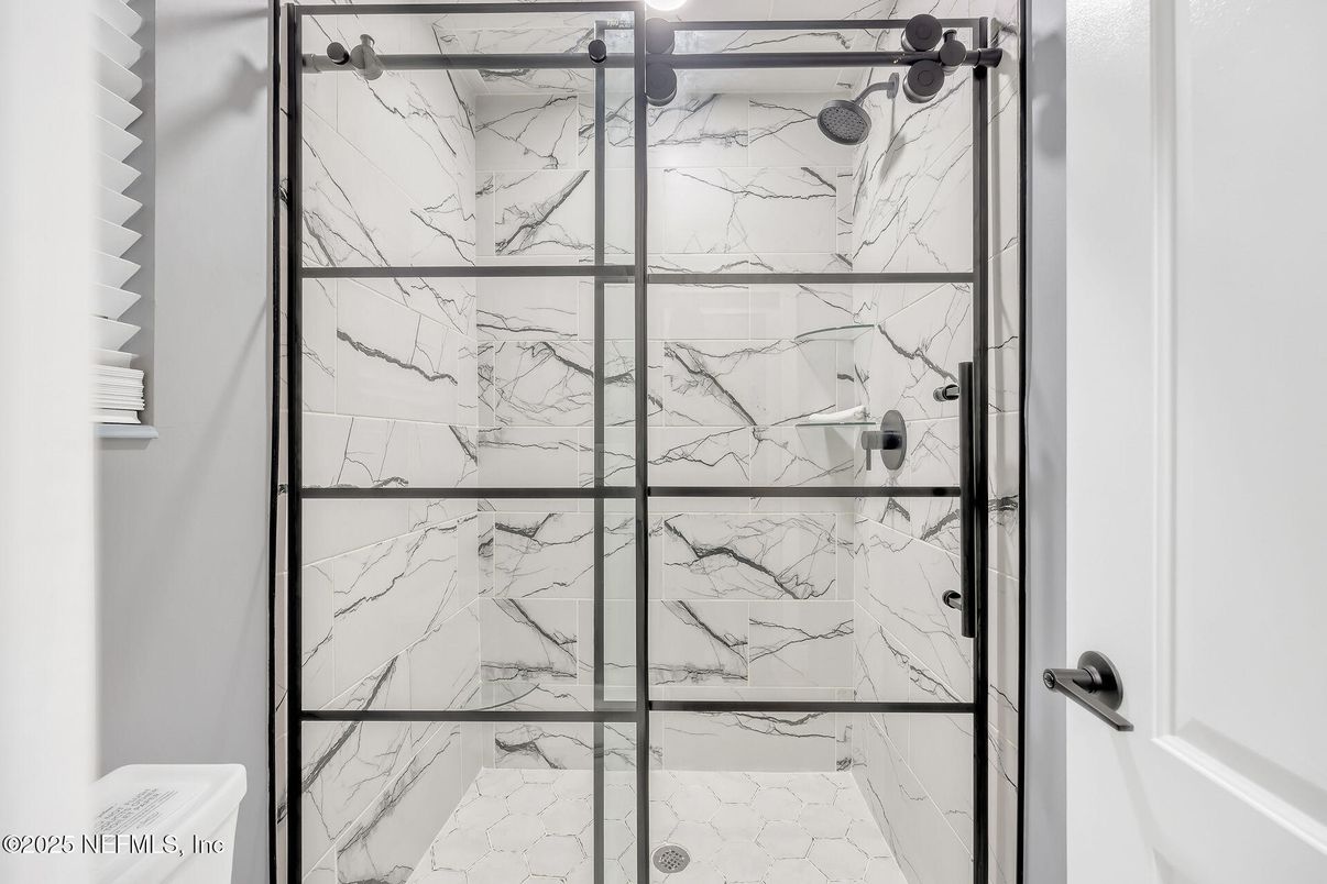 Bathroom, Glass Shower, Interior, Marble Walls
