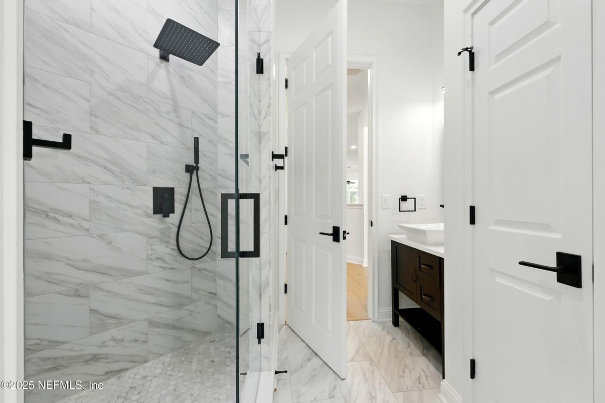Bathroom, Glass Shower, Interior, Marble, Marble Walls