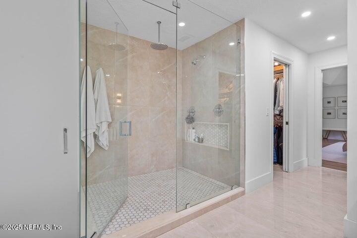 Bathroom, Glass Shower, Interior, Recessed Lighting