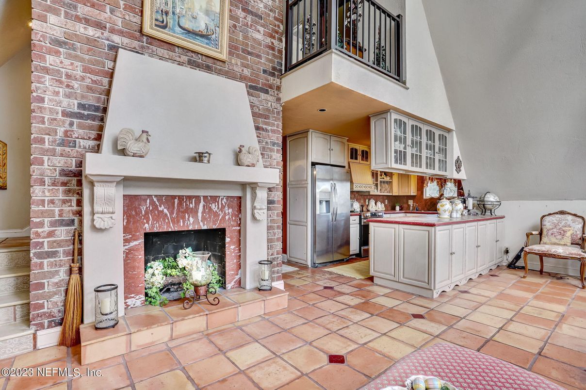Fireplace, Interior, Kitchen, Stone Walls