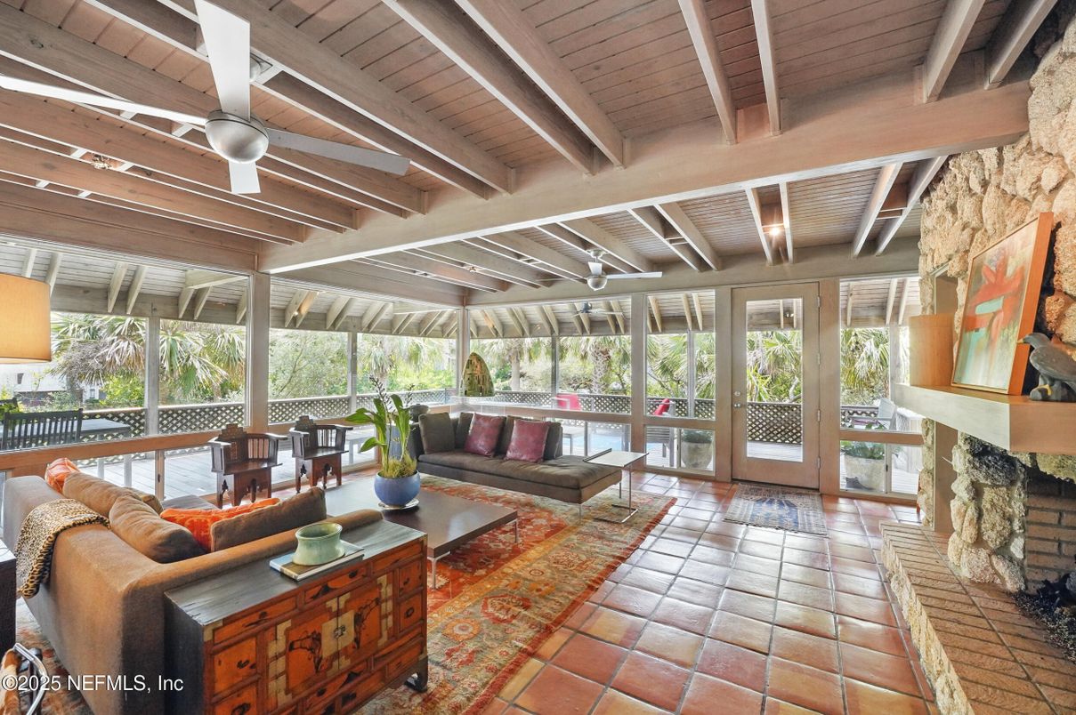 Fireplace, Interior, Living room, Stone Walls, Sun Room, Wooden Beams, Wooden Ceilings