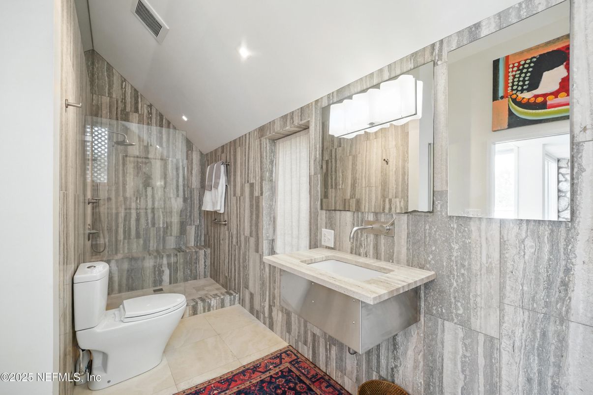 Bathroom, Glass Shower, Interior, Recessed Lighting