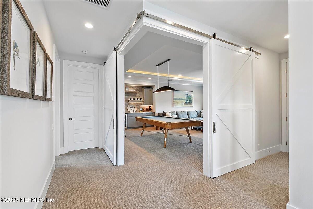 Billiard Table, Game Room, Interior, Pendant Lights, Recessed Lighting