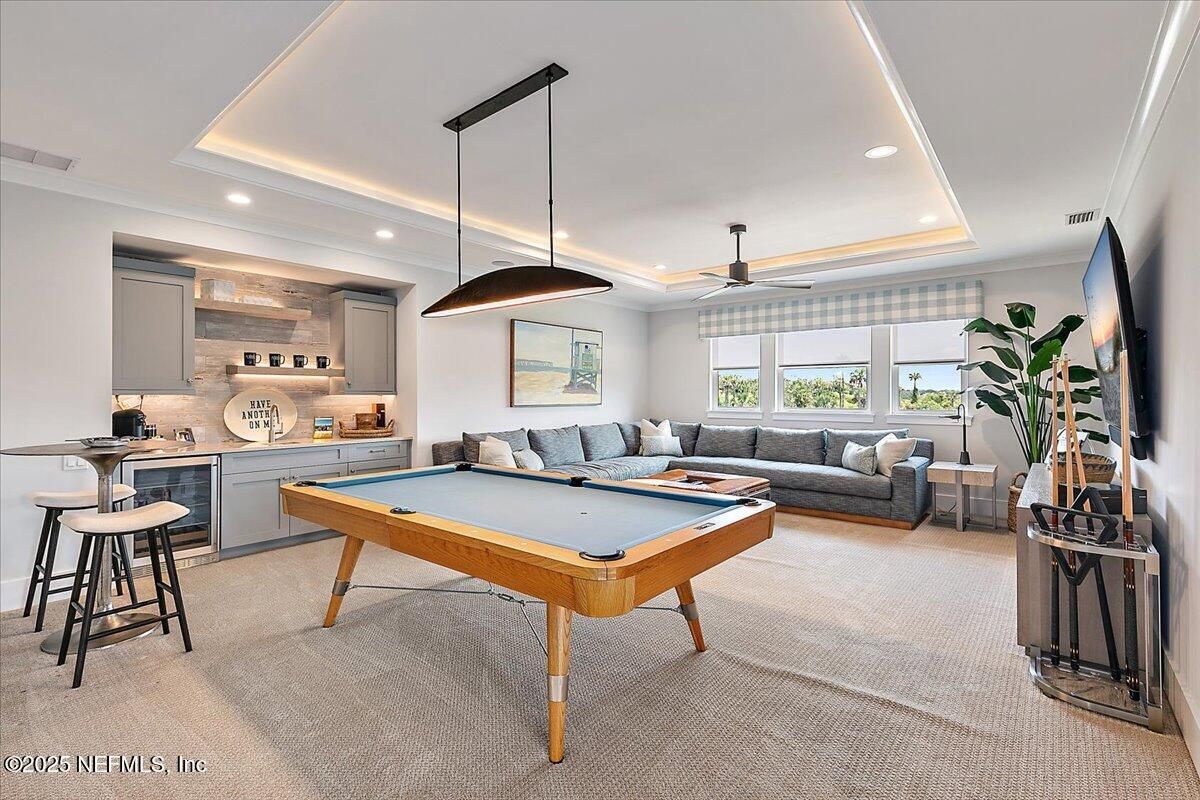 Billiard Table, Game Room, Interior, Pendant Lights, Recessed Lighting