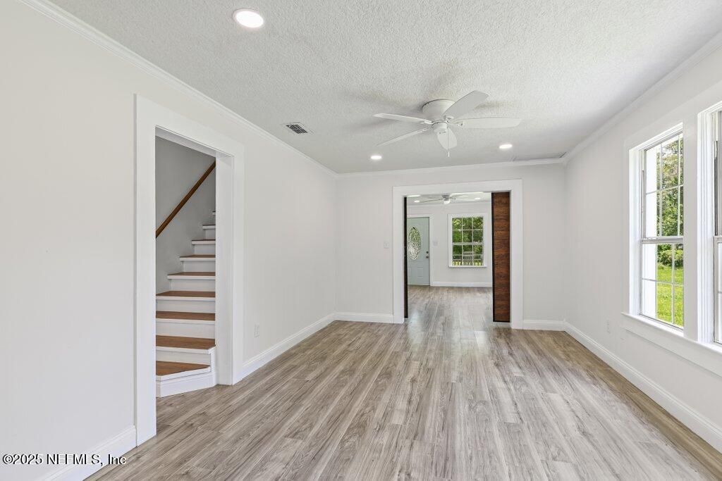 Empty room, Interior, Recessed Lighting, Wood Texture Flooring