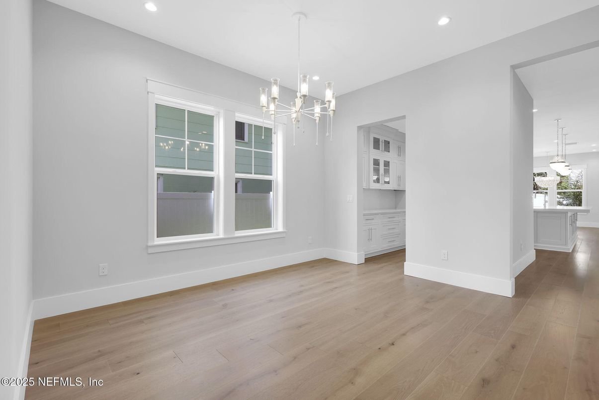 Empty room, Interior, Pendant Lights, Recessed Lighting, Wood Texture Flooring